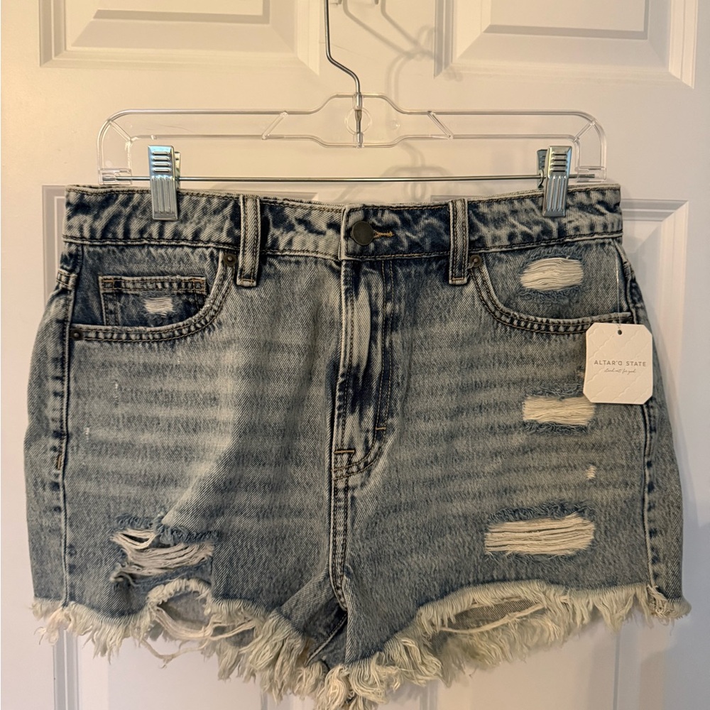 Altar'd State Light Blue Distressed Jean Shorts